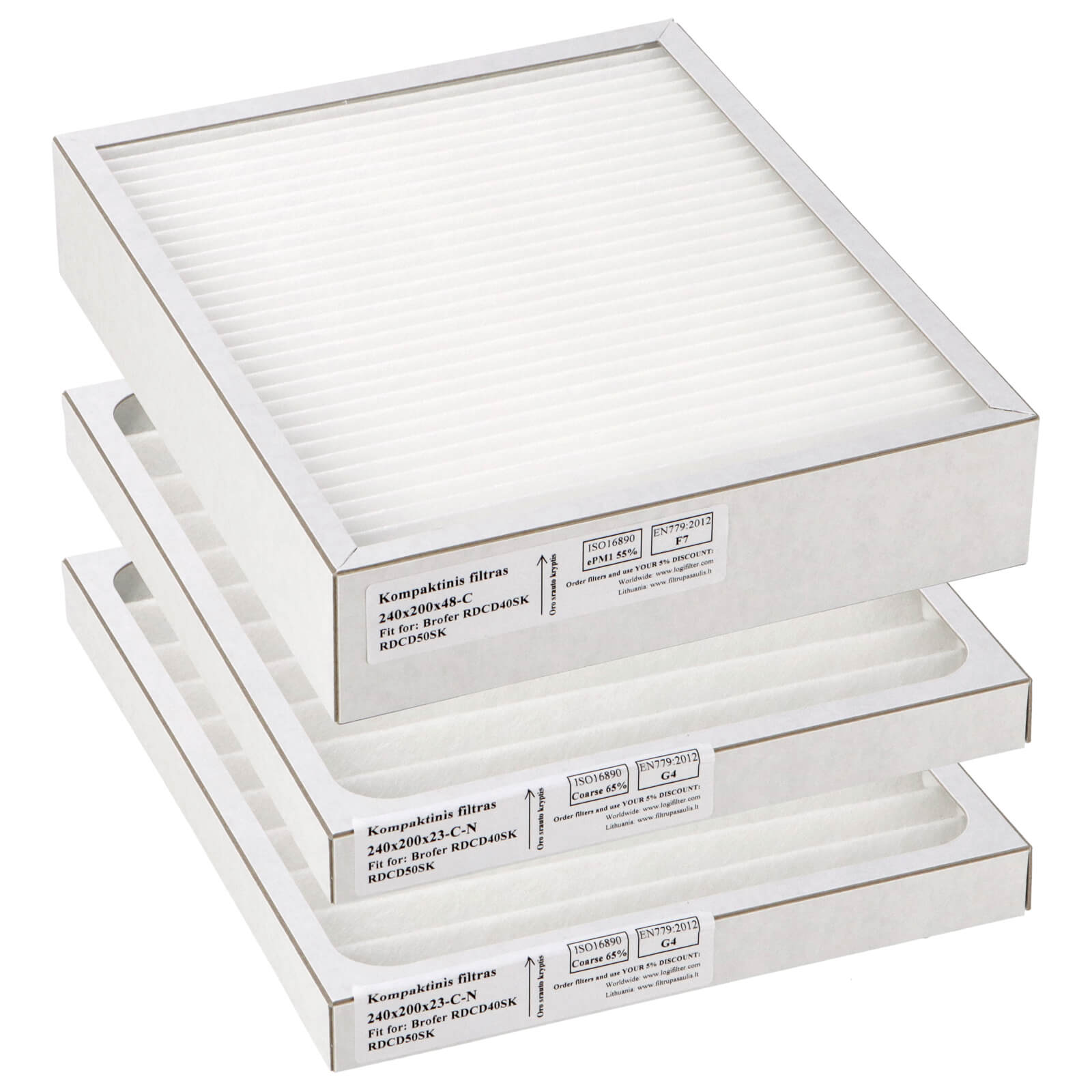 Brofer RDCD40SK-RDCD50SK Filtersatz G4+G4+F7 240x200x23 + 240x200x48