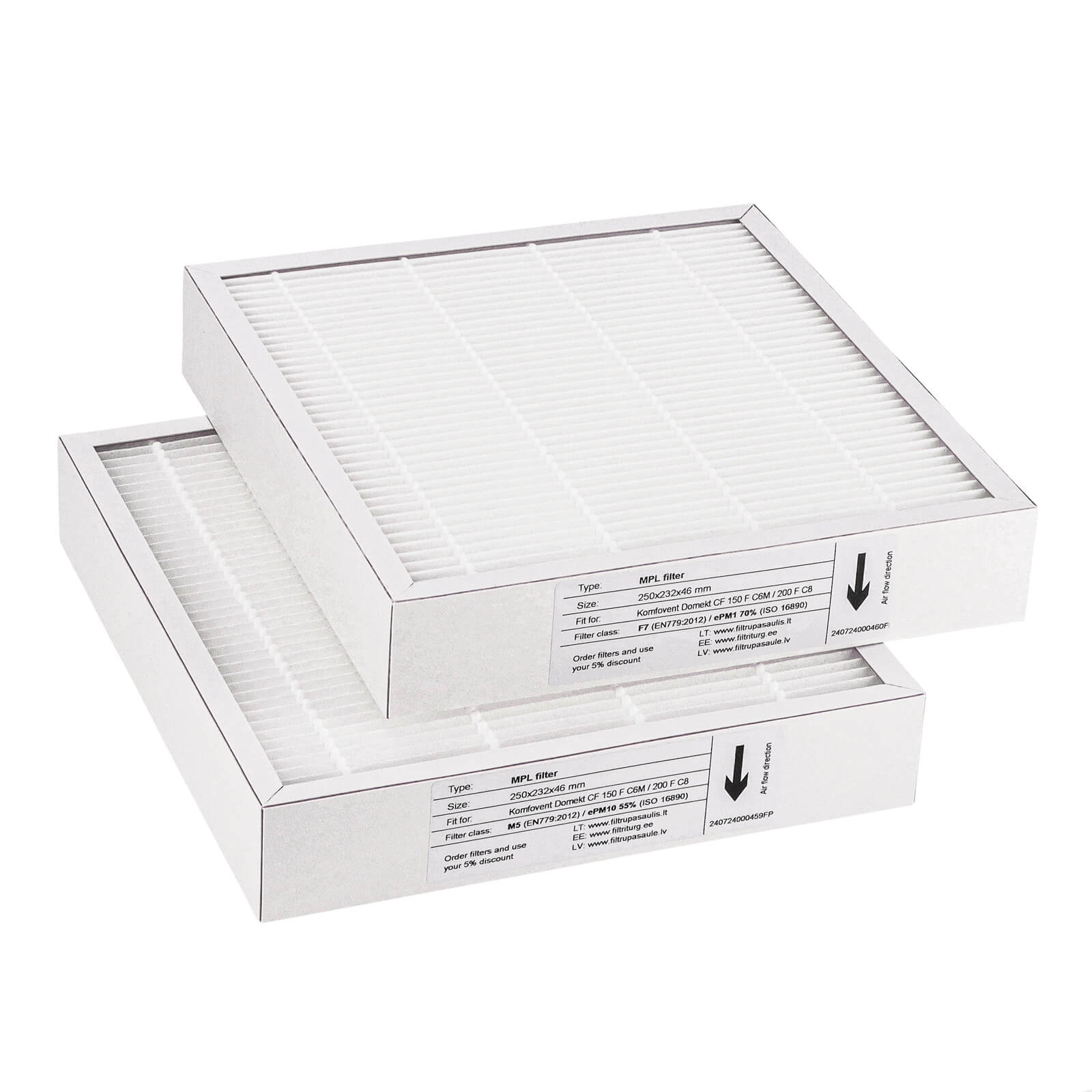 Komfovent Domekt CF 150 F C6M - 200 F C8 Filtersatz M5+F7 (Hausmarke) 250x232x46