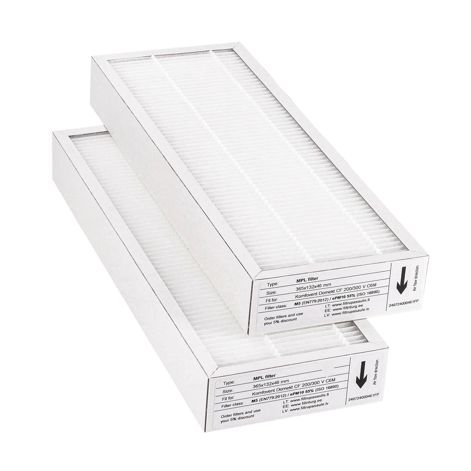 Komfovent Domekt CF 200-300 V C6M Filtersatz M5+M5 (Hausmarke) 365x132x46