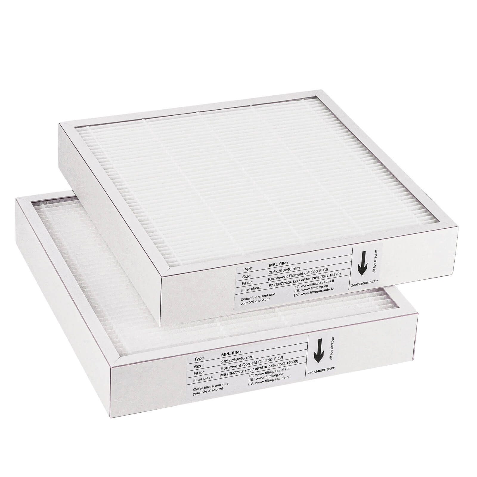 Komfovent Domekt CF 250 F C6 Filtersatz M5+F7 (Hausmarke) 265x250x46