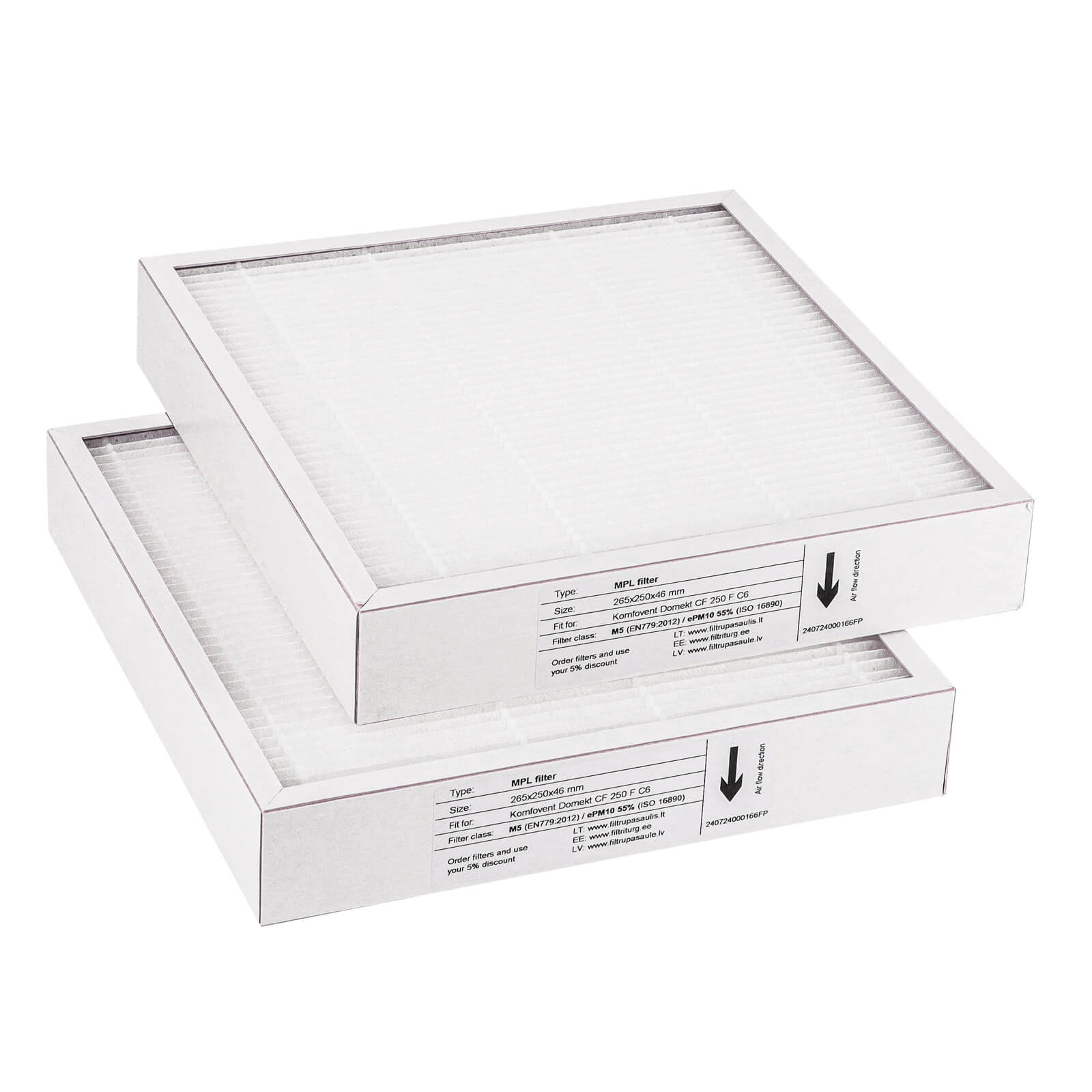 Komfovent Domekt CF 250 F C6 Filtersatz M5+M5 (Hausmarke) 265x250x46