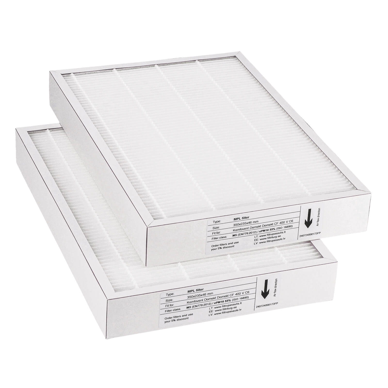 Komfovent Domekt CF 400 V C6 Filtersatz M5+M5 (Hausmarke) 350x235x46