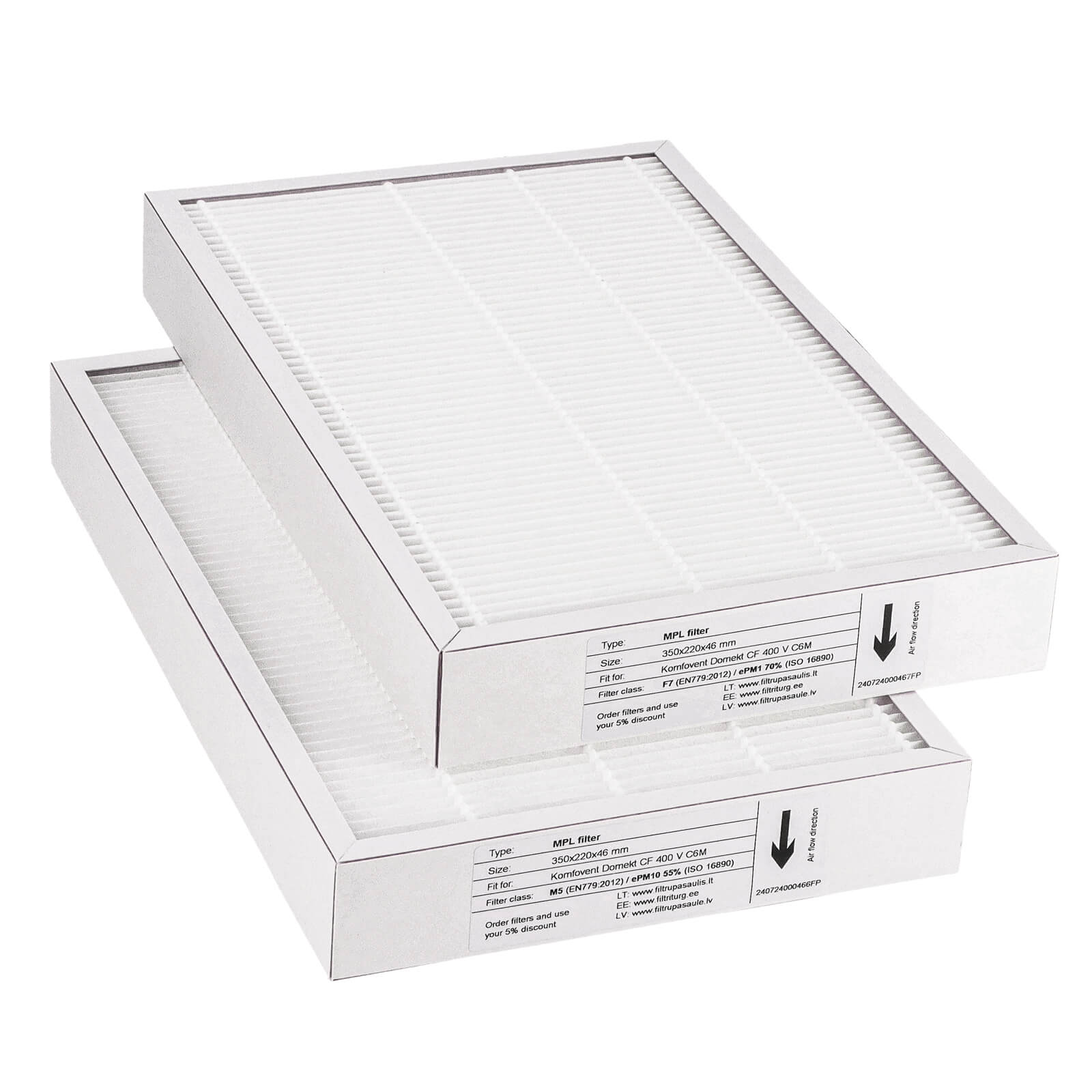 Komfovent Domekt CF 400 V C6M Filtersatz M5+F7 (Hausmarke) 350x220x46