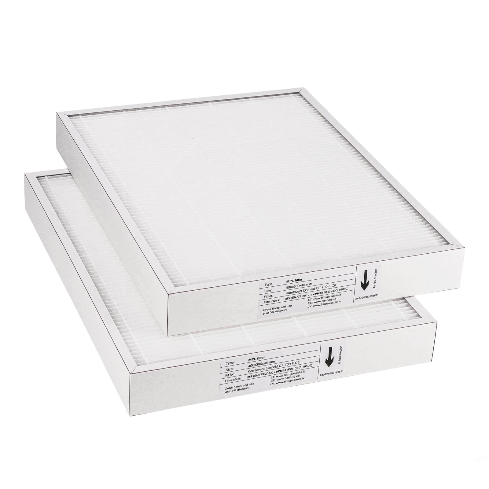 Komfovent Domekt CF 700 F C6 Filtersatz M5+M5 (Hausmarke) 400x300x46