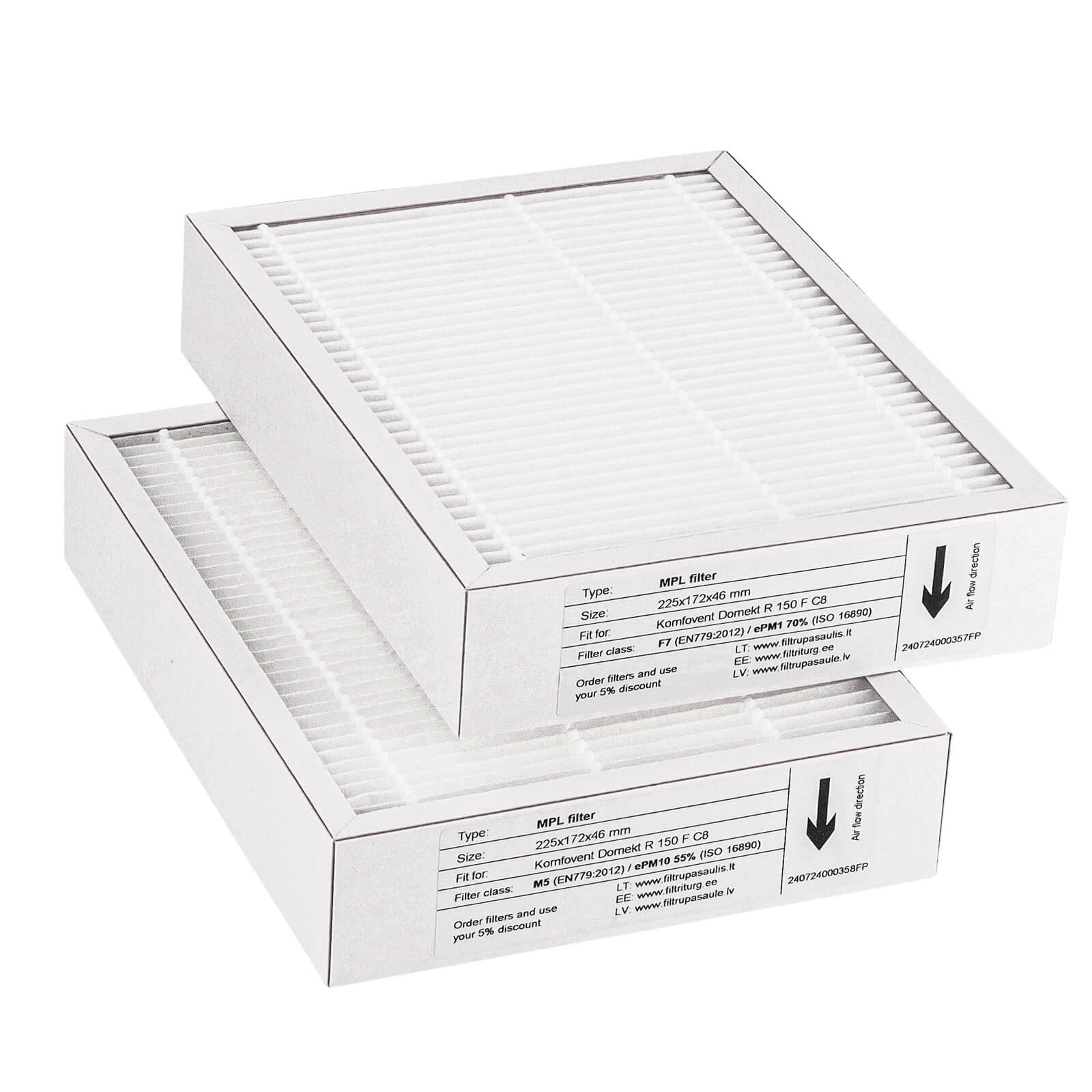 Komfovent Domekt R 150 F C8 Filtersatz M5+F7 (Hausmarke) 225x172x46