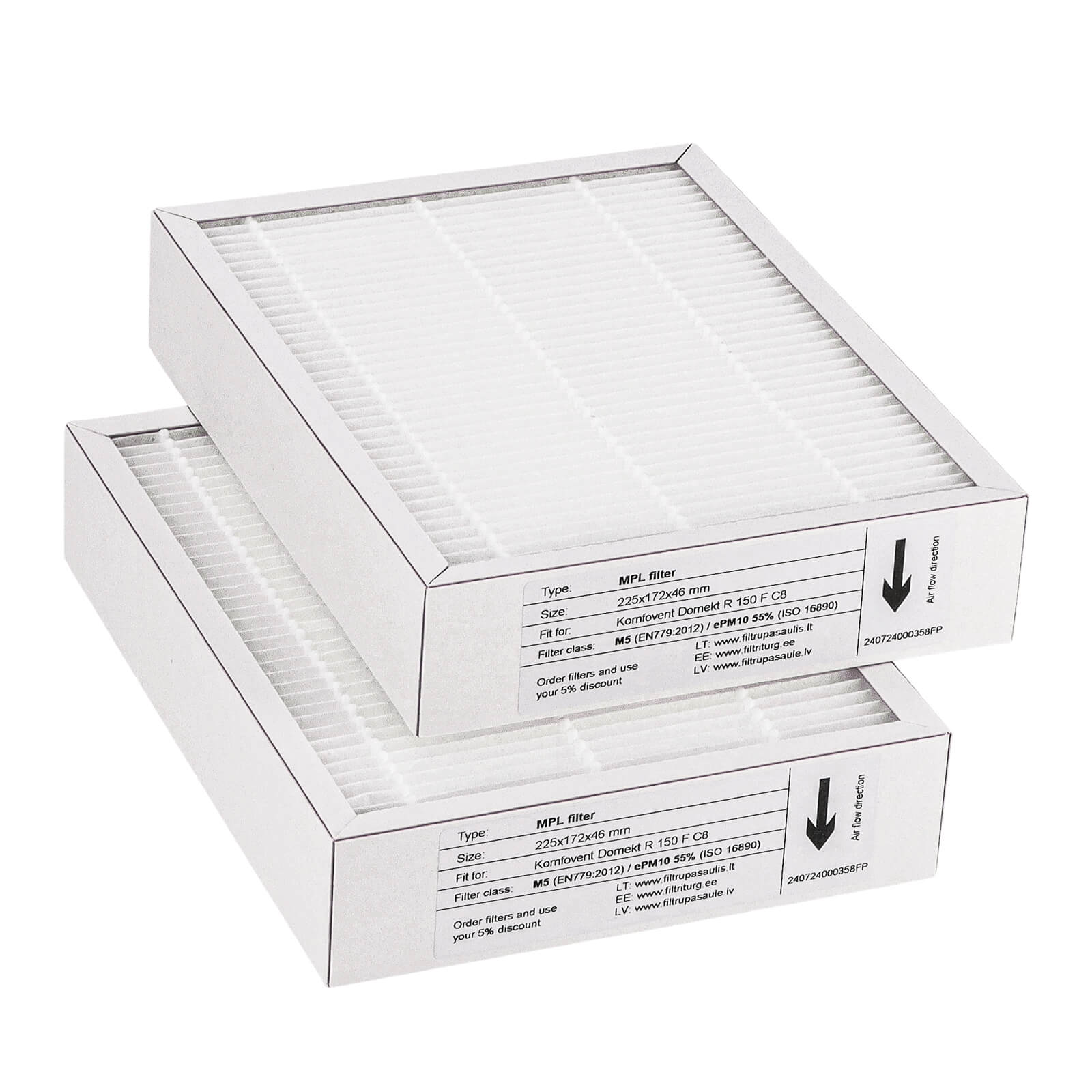 Komfovent Domekt R 150 F C8 Filtersatz M5+M5 (Hausmarke) 225x172x46