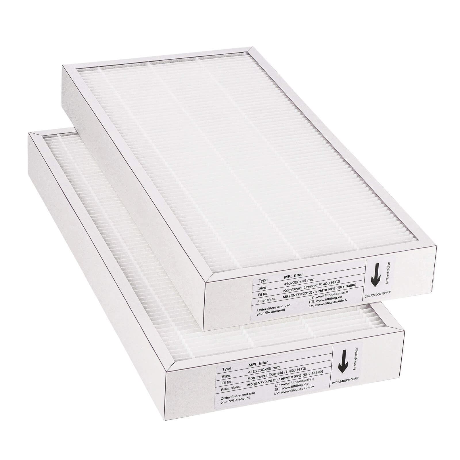 Komfovent Domekt R 400 H C6 Filtersatz M5+M5 (Hausmarke) 410x200x46