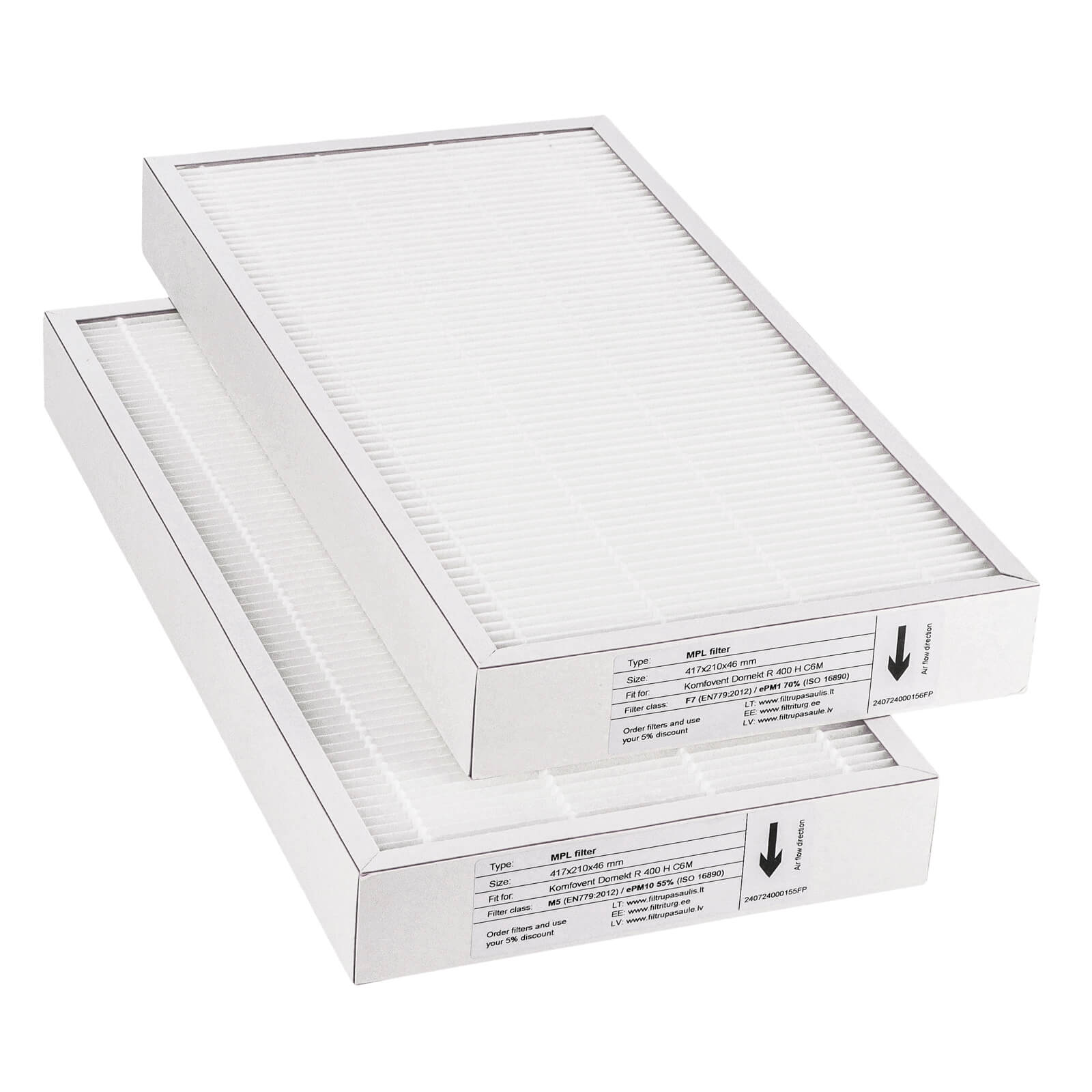 Komfovent Domekt R 400 H C6M Filtersatz M5+F7 (Hausmarke) 417x210x46