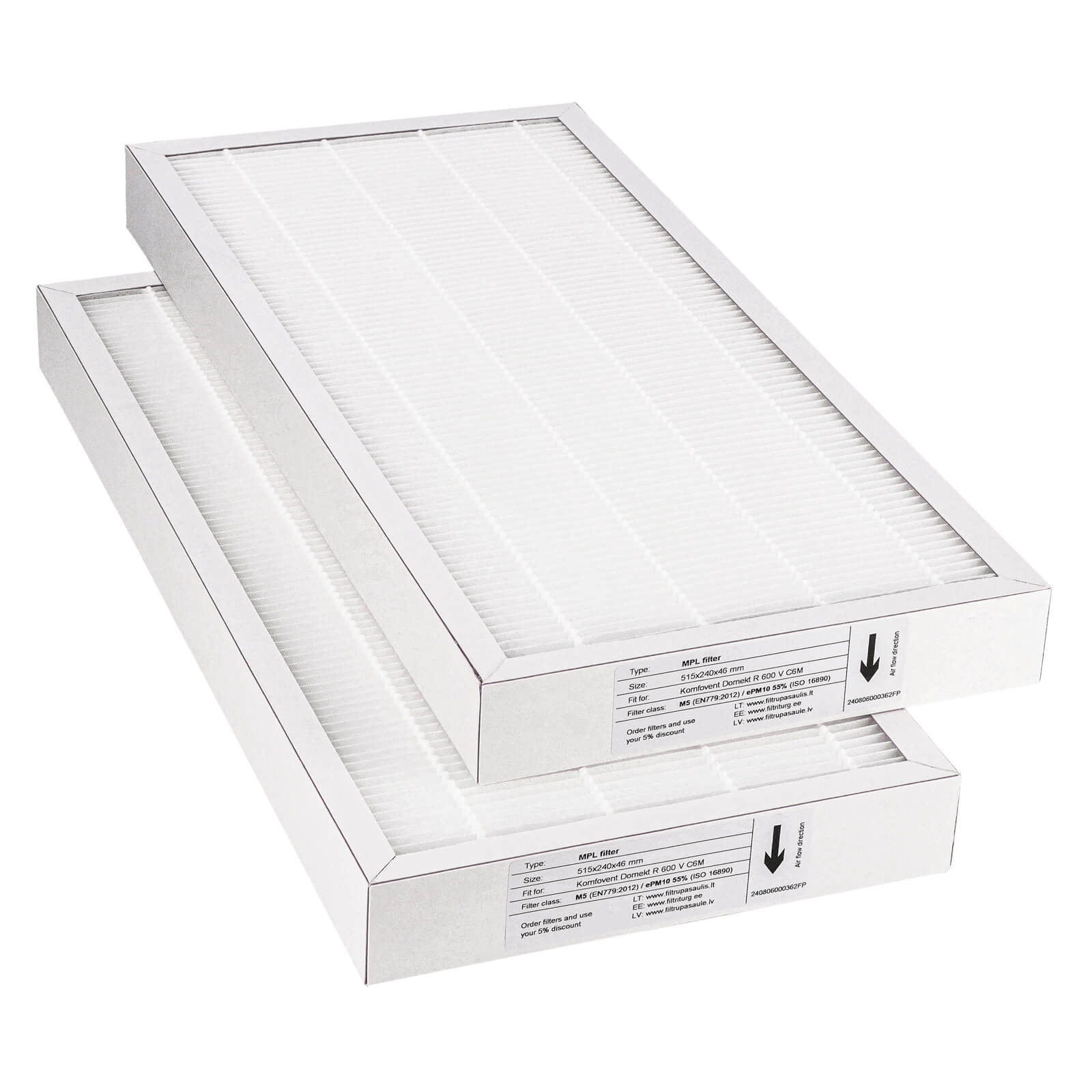 Komfovent Domekt R 600 V C6M Filtersatz M5+M5 (Hausmarke) 515x240x46
