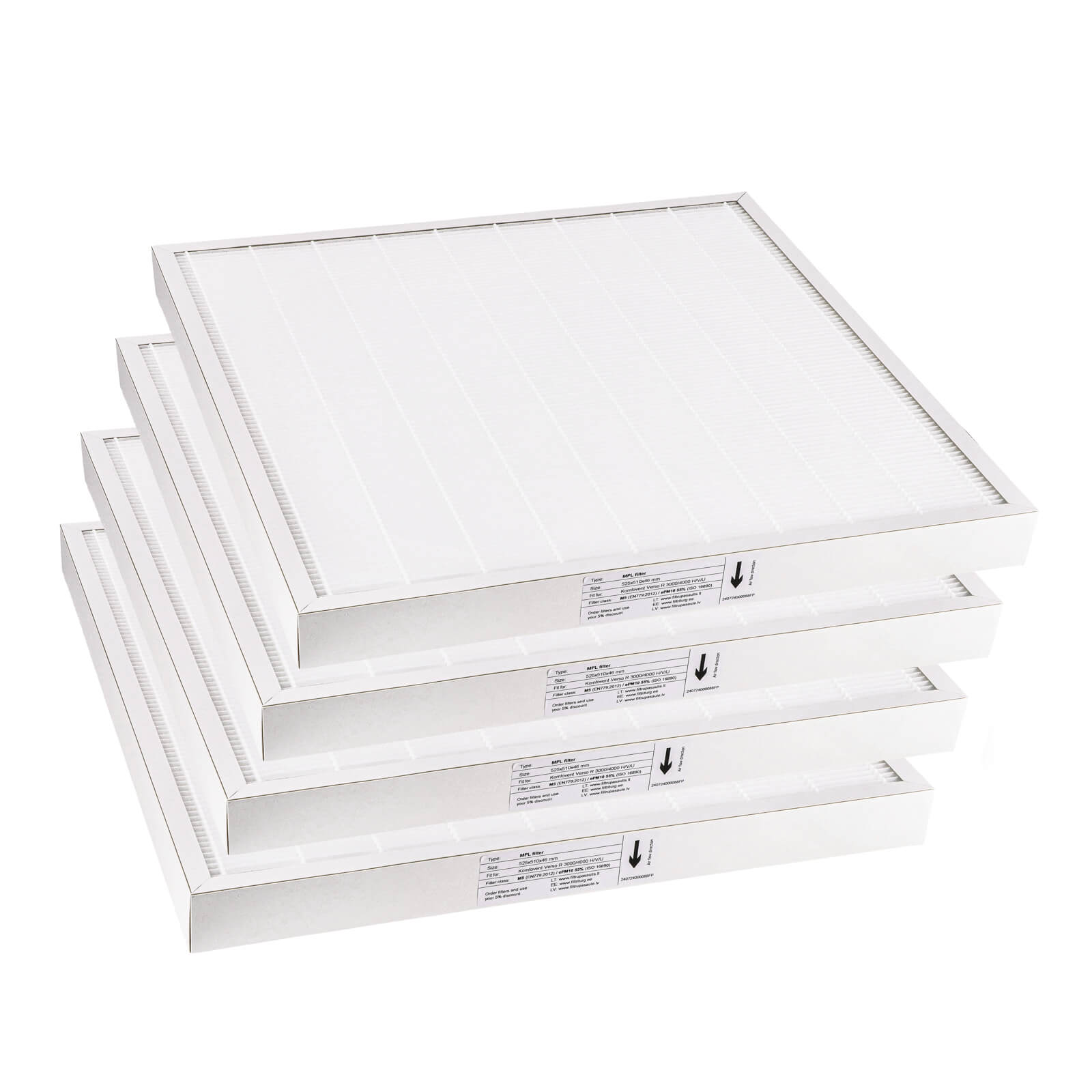 Komfovent Verso R 3000-4000 H-V-U Filtersatz M5+M5+M5+M5 (Hausmarke) 525x510x46