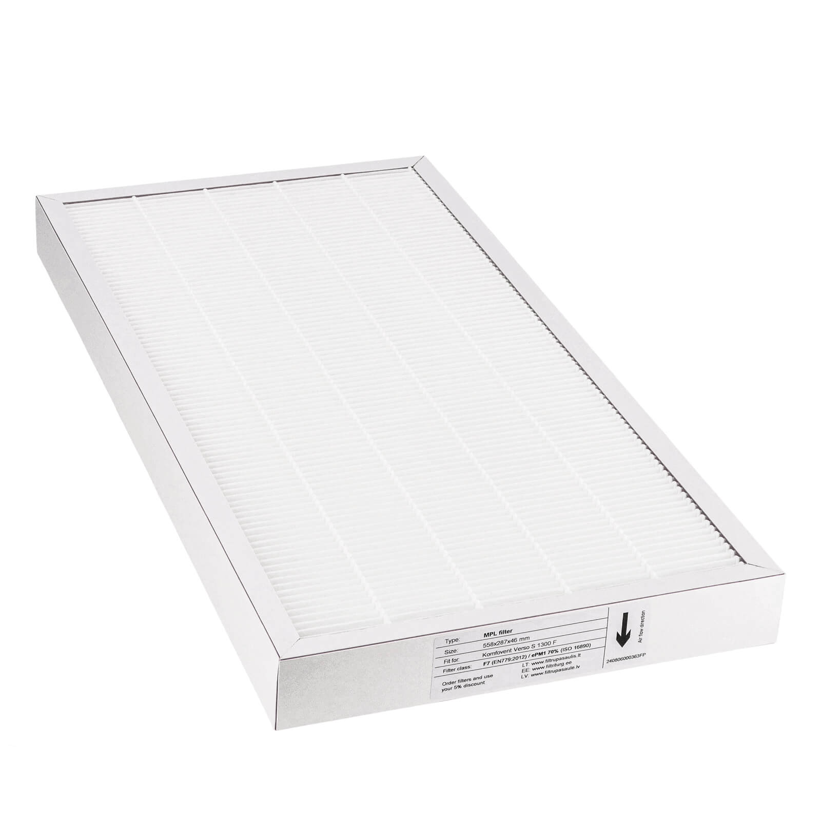 Komfovent Verso S 1300 F Filter F7 (Hausmarke) 558x287x46