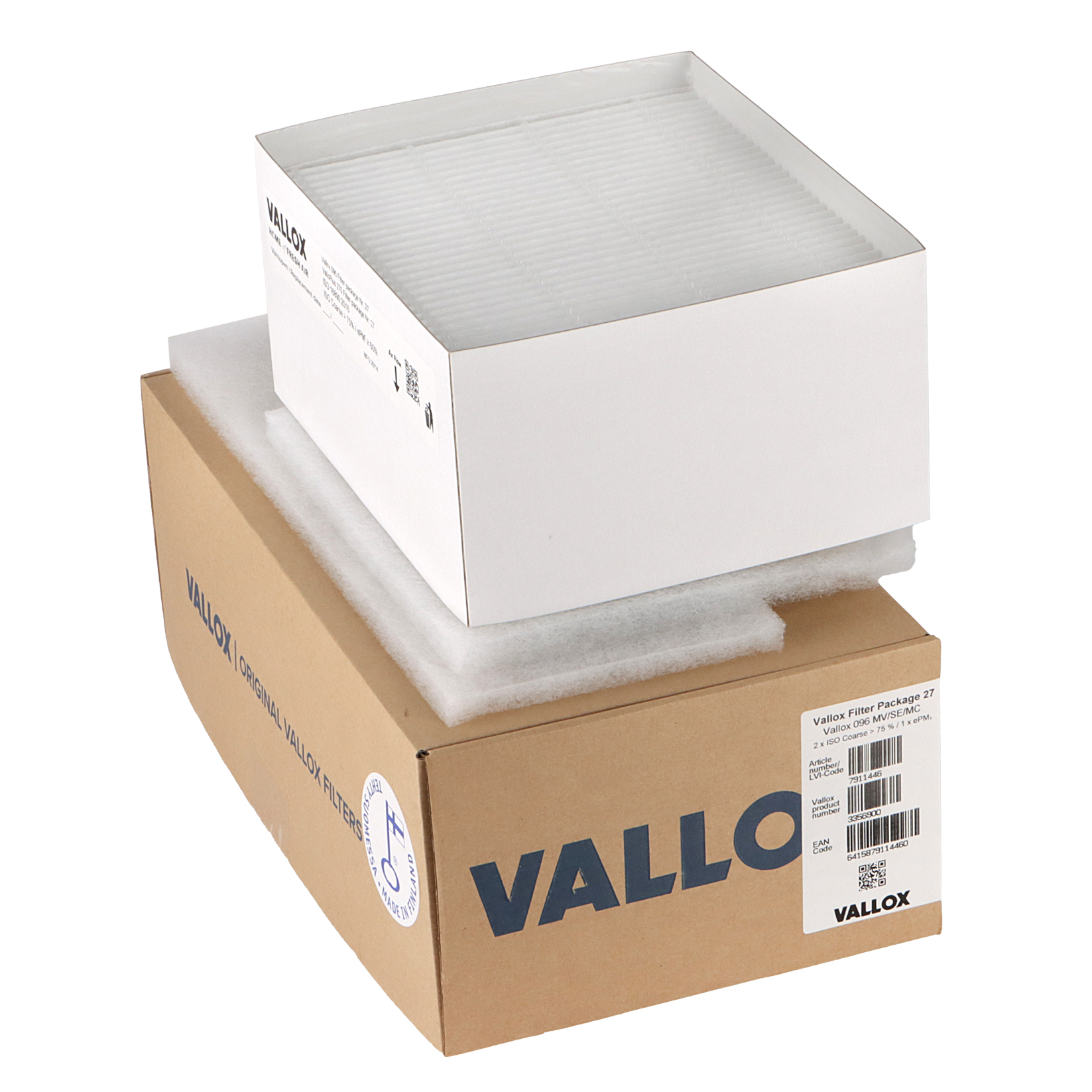 Vallox 096 MV/SE/SC / ValloPlus 270 Filterset Nr. 27 G4+G4+F7 (Original) 350x138x20 + 225x194x20 + 225x194x96