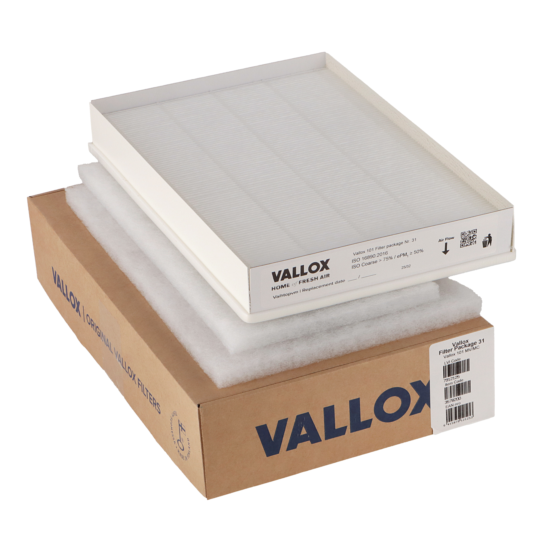 Vallox 101 MV Filterset Nr. 31 G4+G4+F7 (Original) 335x170x20 + 350x230x20 + 345x225x46