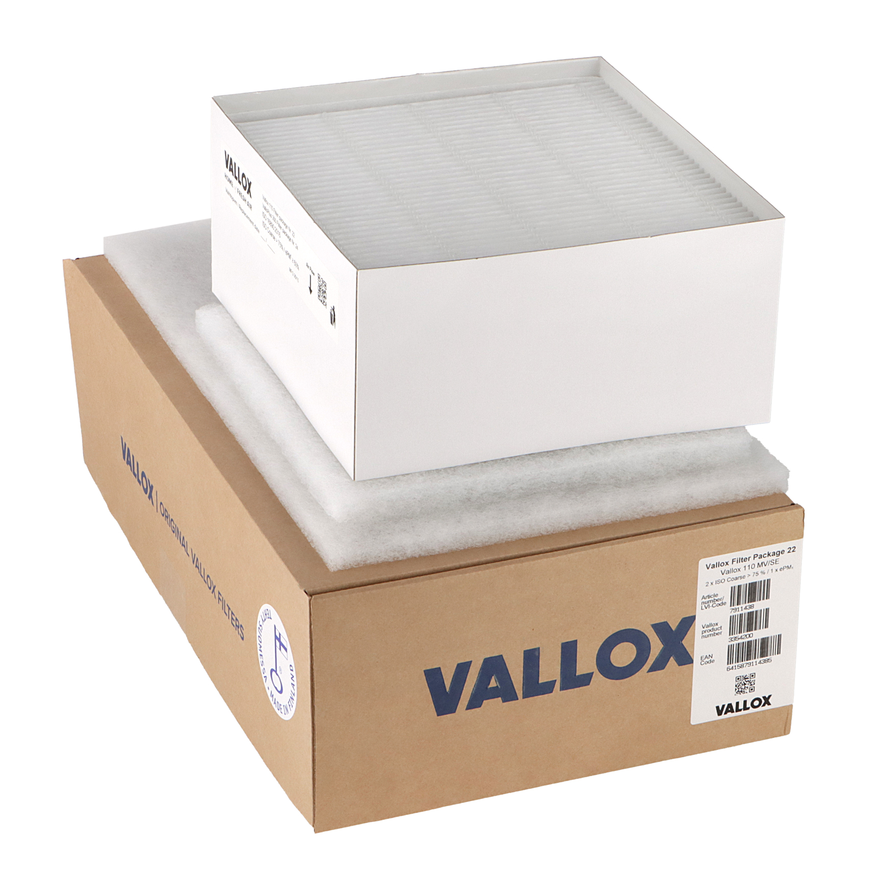 Vallox 110 MV/SE / ValloPlus 350 Filterset Nr. 22/24 G4+G4+F7 (Original) 400x260x20 + 250x230x20 + 248x230x96
