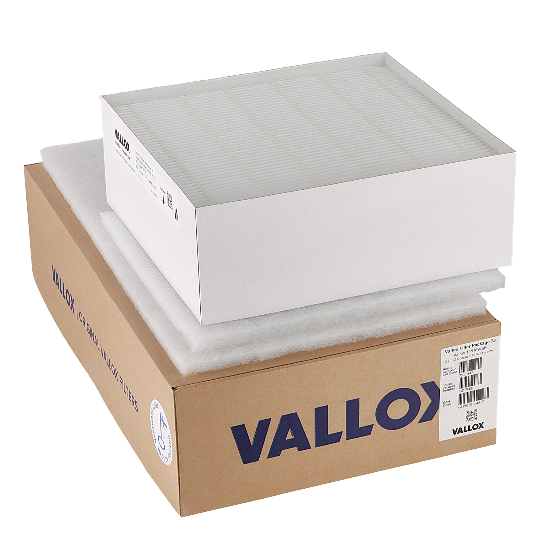 Vallox 145 MV/SE / ValloPlus 510 Filterset Nr. 28 G4+G4+F7 (Original) 501x295x20 + 306x285x20 + 306x288x96