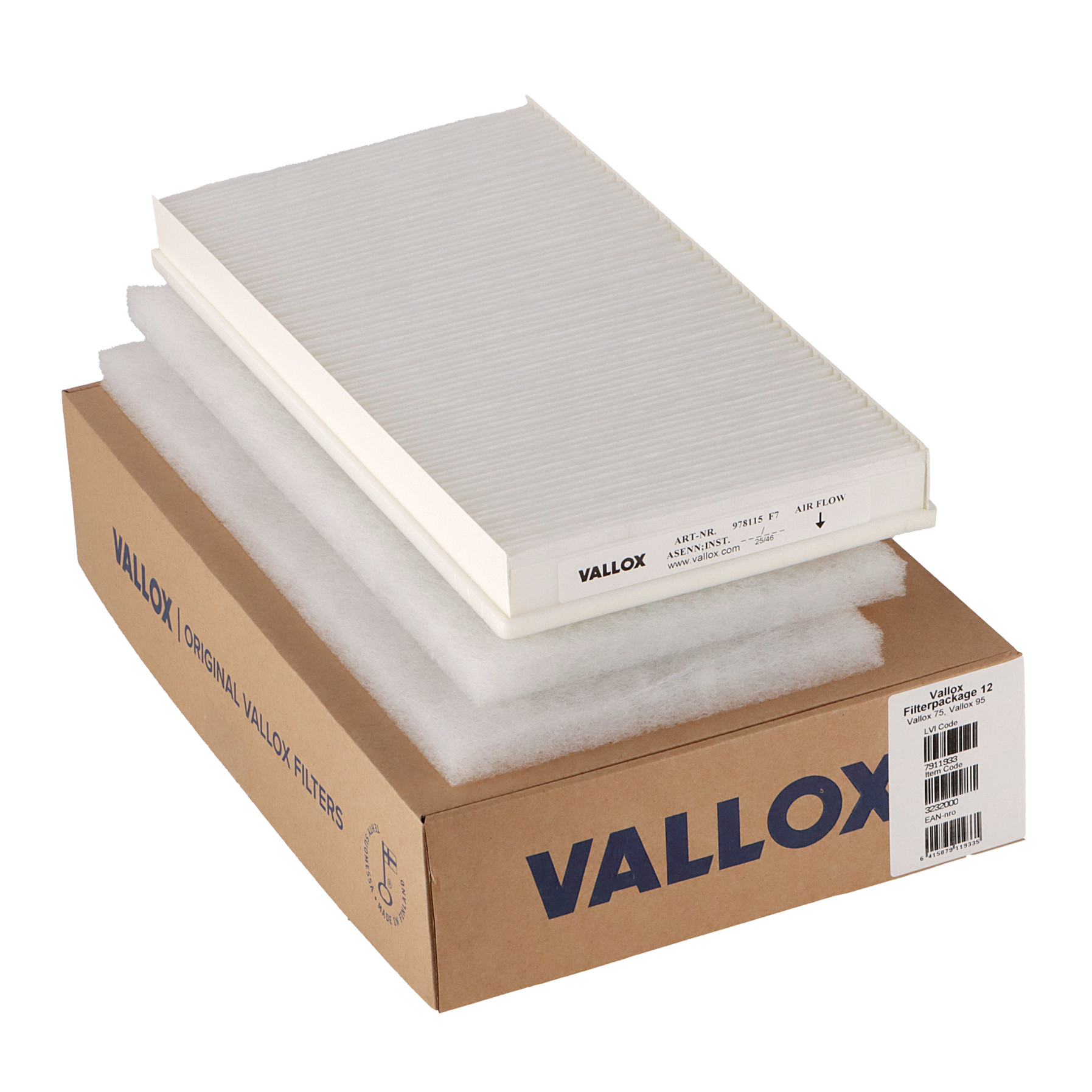 Vallox 75/95-Filterset Nr. 12 G4+G4+F7 (Original)
