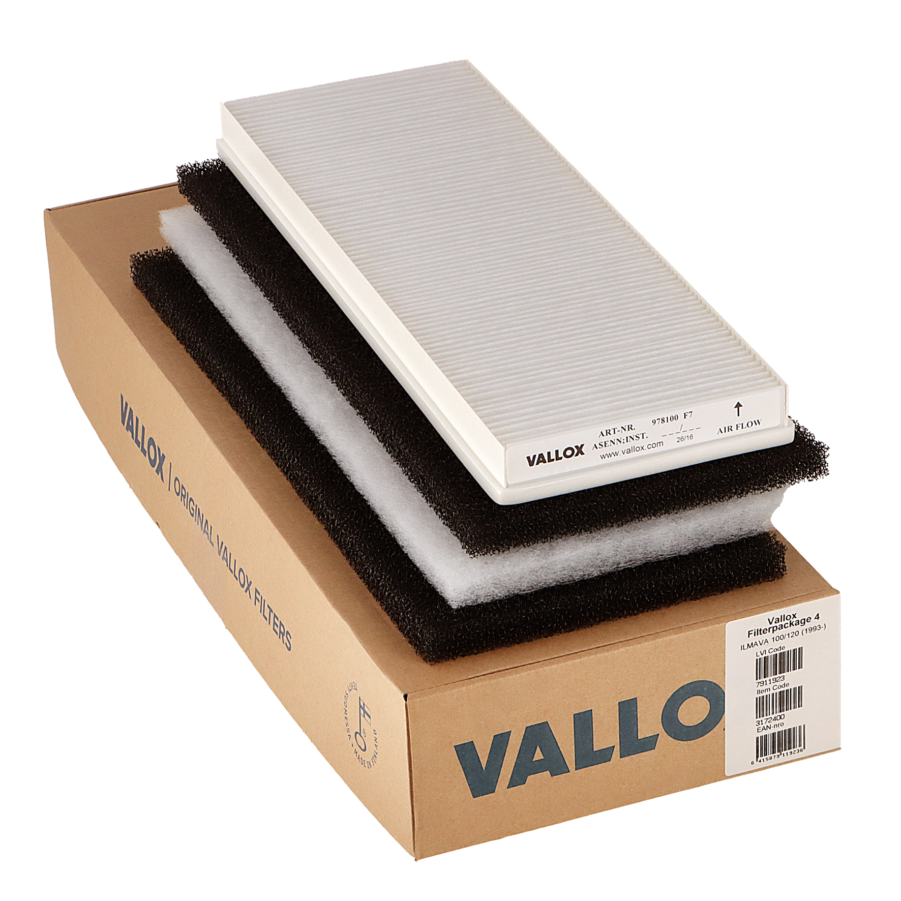 Vallox ILMAVA 100/120 (ab 1993) Filterset Nr. 4 G1+G1+G4+F7 (Original)