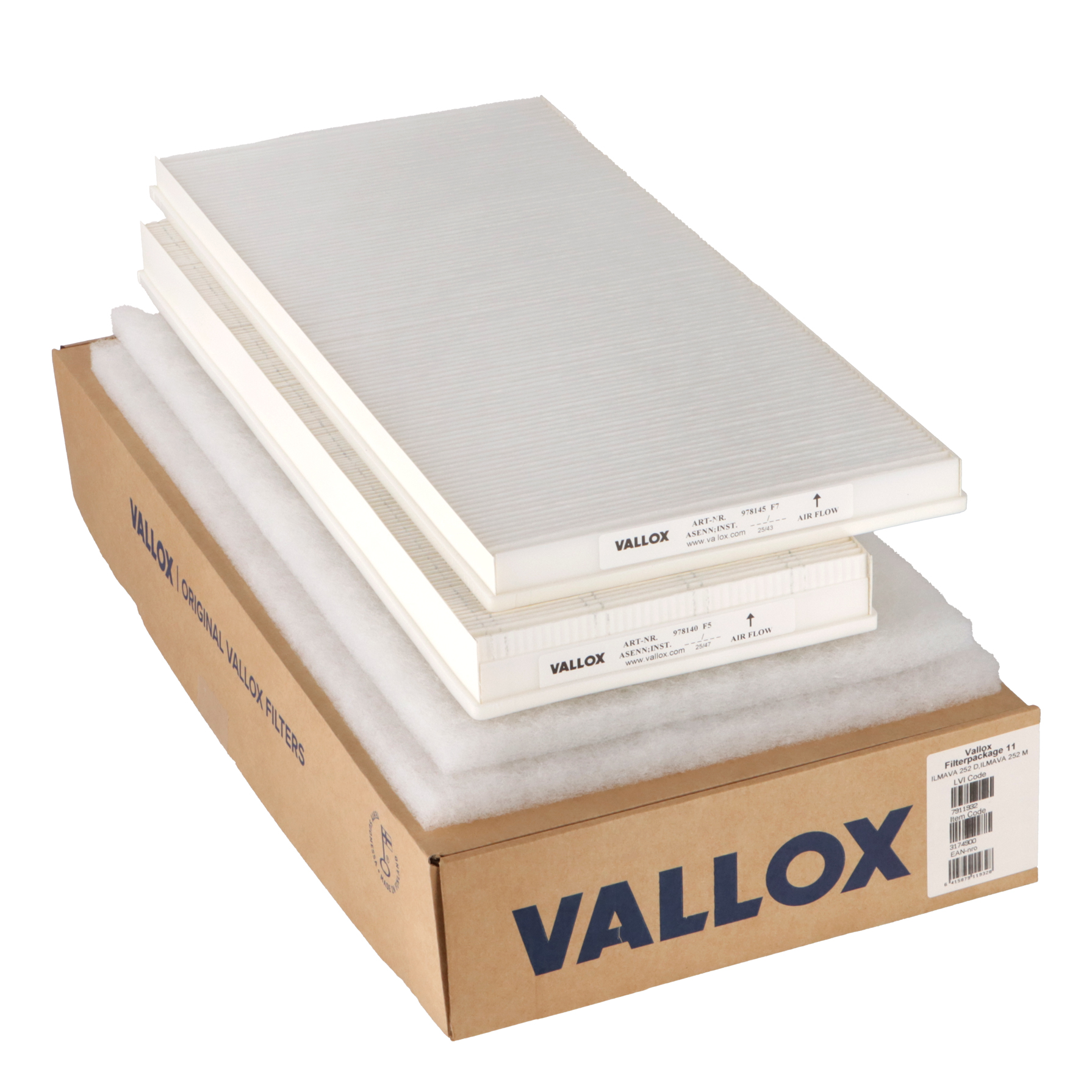 Vallox ILMAVA 252 D/M-Filterset Nr. 11 G4+G4+M5 (F5) + F7 (Original)