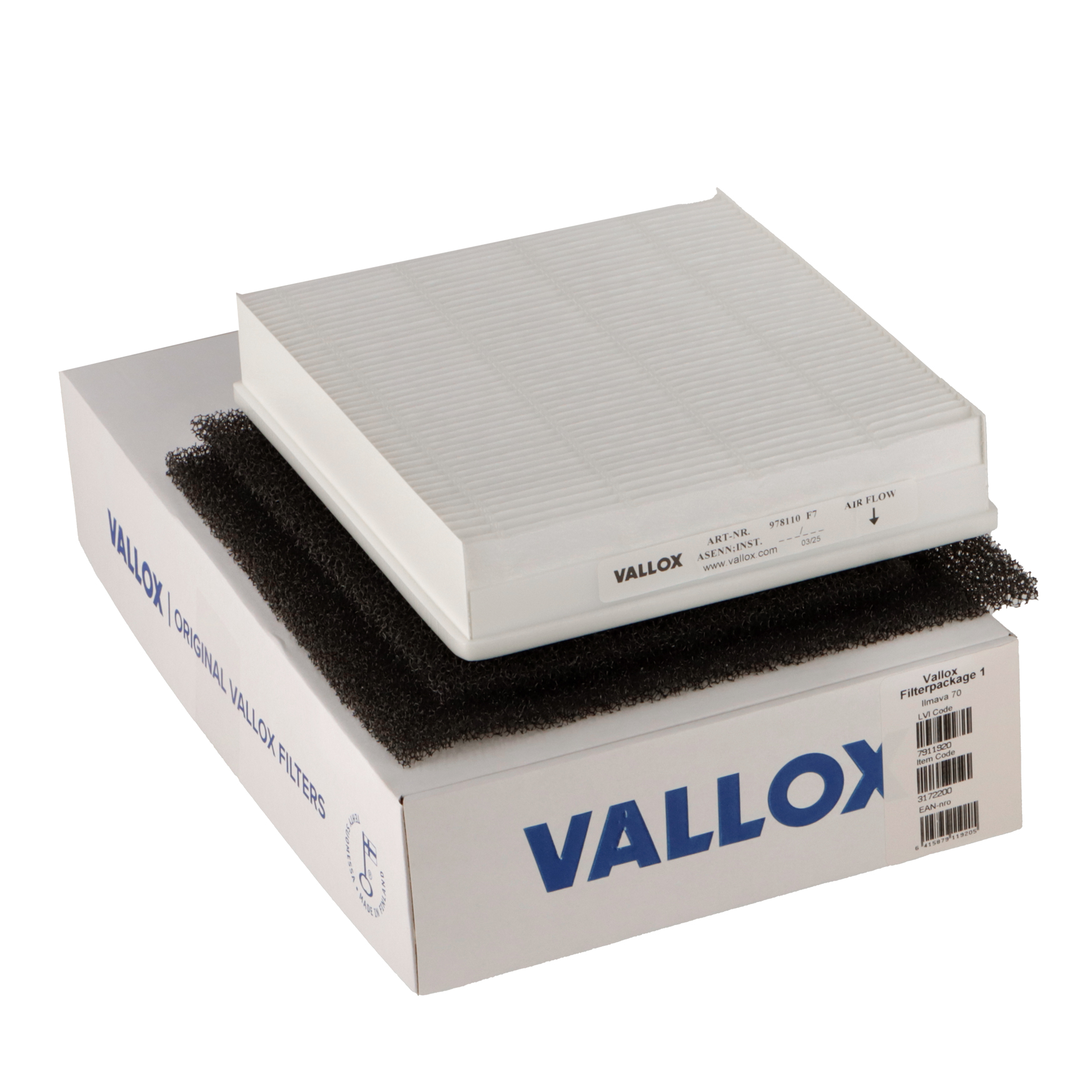 Vallox ILMAVA 70 (vor 2005) Filterset Nr. 1 G1+G1+F7 (Original)
