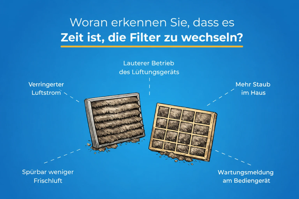 Anzeichen für einen notwendigen Wechsel der KWL-Filter
