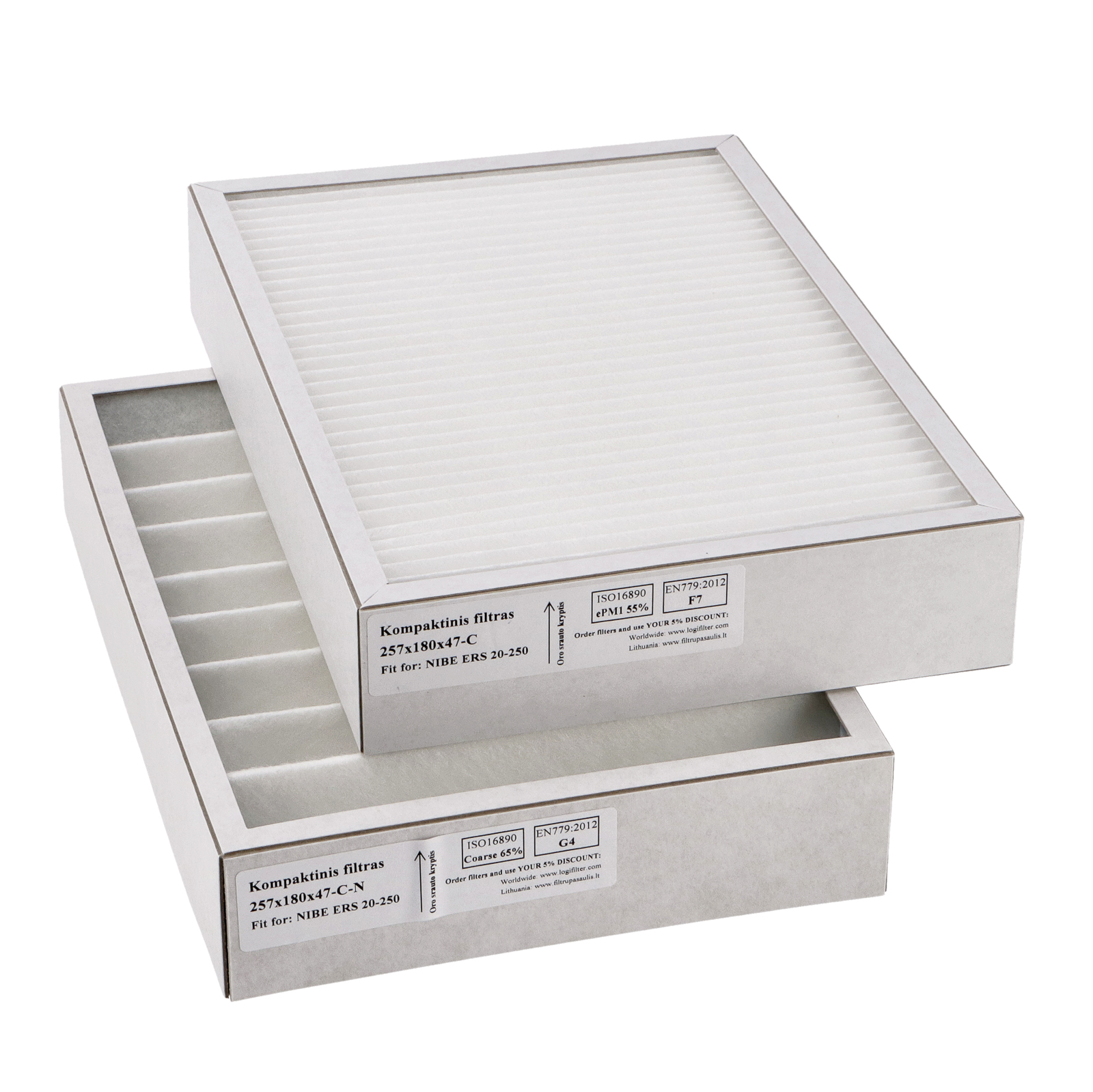 Genvex ECO 190 / ECO 190 XL Filterset G4+F7 (Hausmarke) 257x180x47