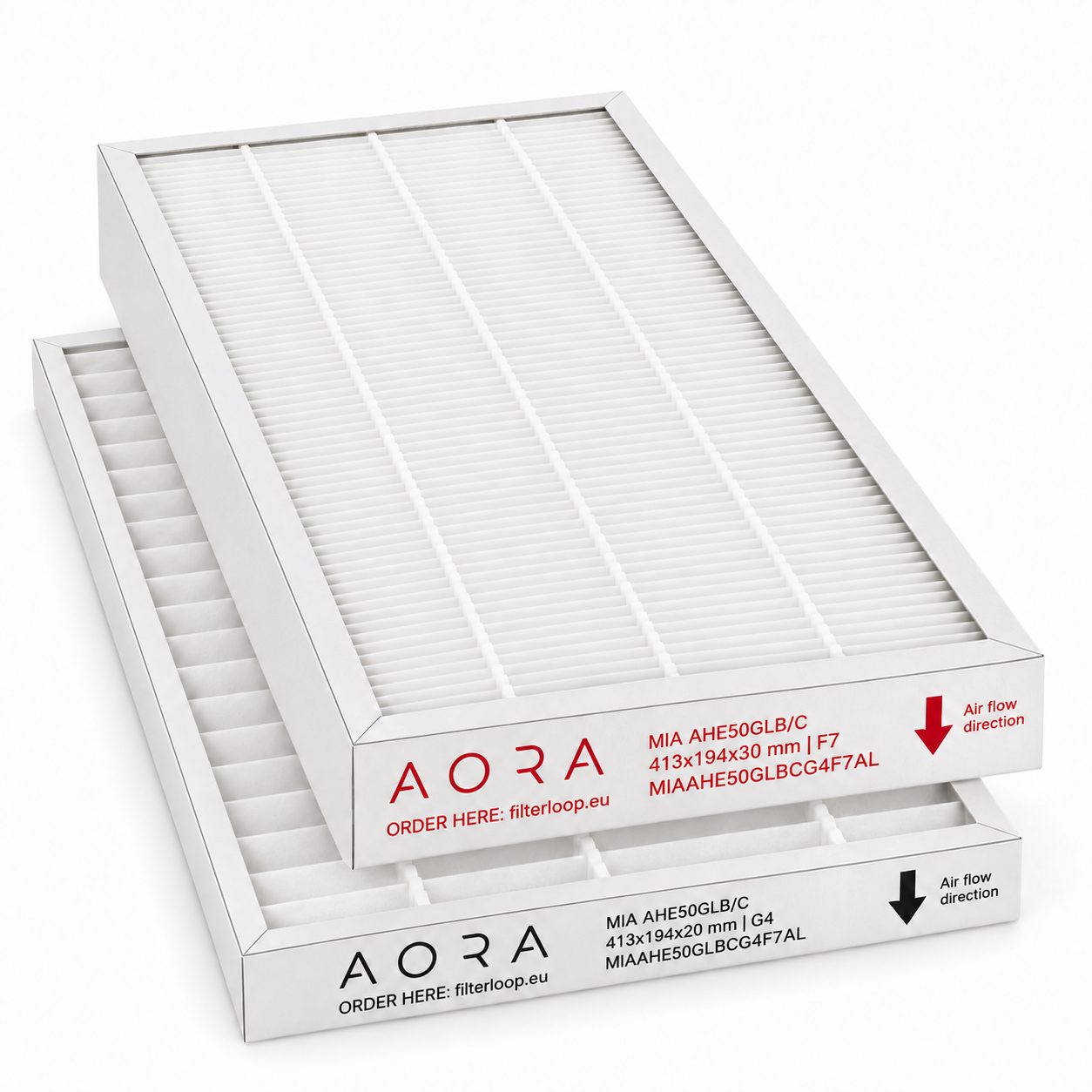 MIA AHE50GLB/C Filterset G4+F7 (Hausmarke) 413x194x20 + 413x194x30